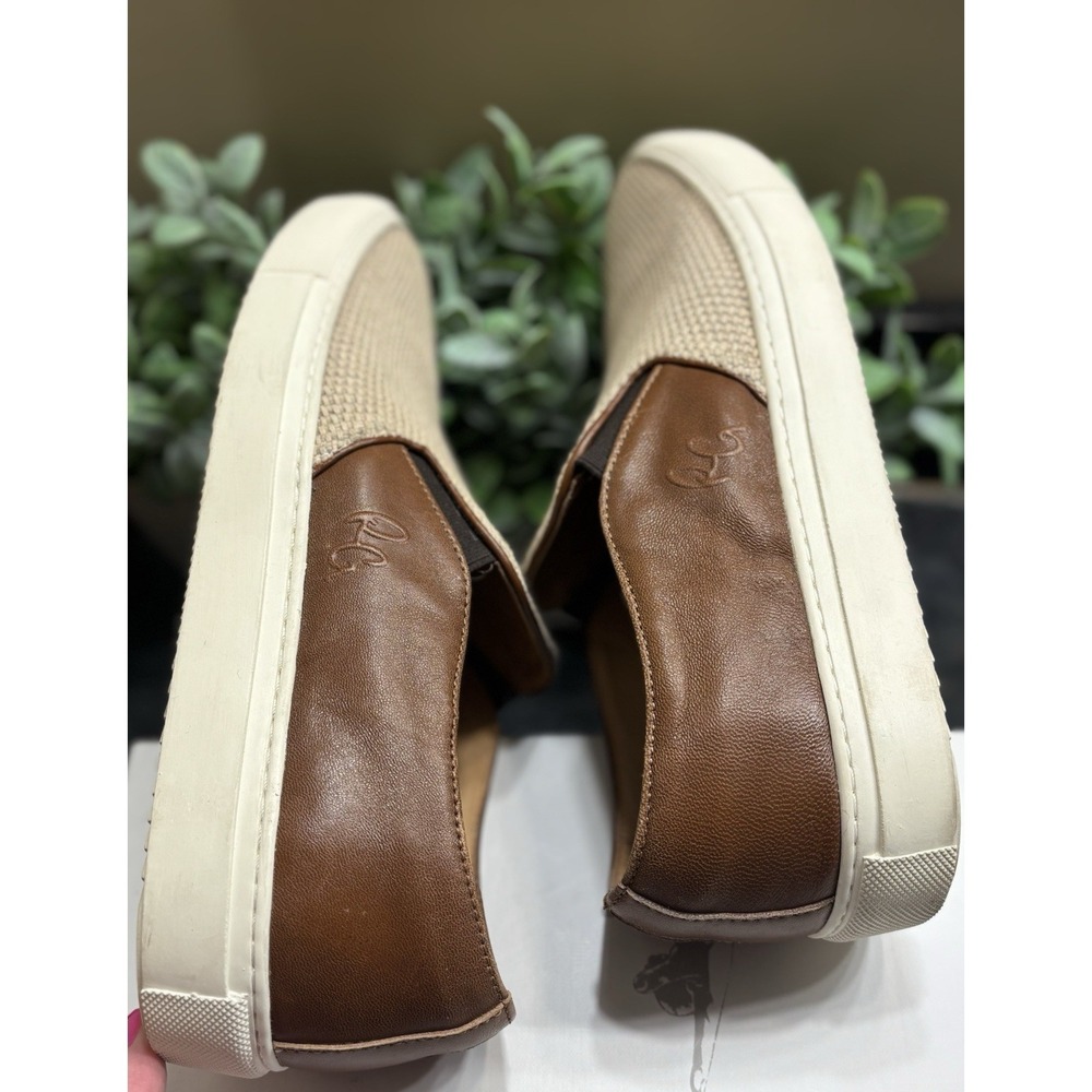 Robert Graham Mens Sz 10 Slip On Nico Loafers Breathable Ivory W/ Brown Leather - Picture 2 of 13